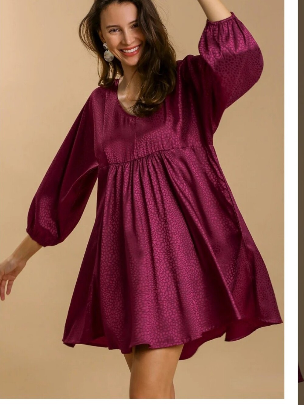 NWT 2XL Umgee Longsleeve Animal Print Sateen Babydoll Dress